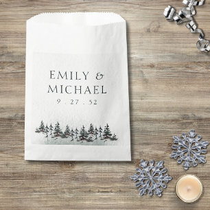 Minimalist Evergreen Mountain Green Slate Blue Favour Bag