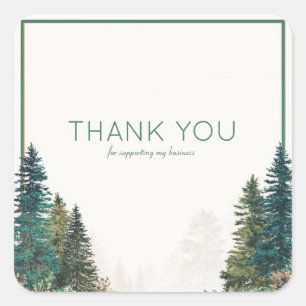 Minimalist Evergreen Pine Forest Green Frame Square Sticker