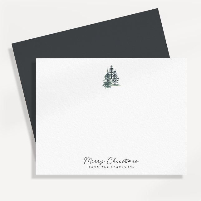 Minimalist Evergreen Trees Christmas Note Card (Creator Uploaded)