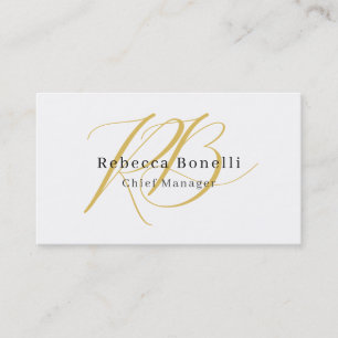 Minimalist Exclusive Modern Gold Color Monogram Business Card