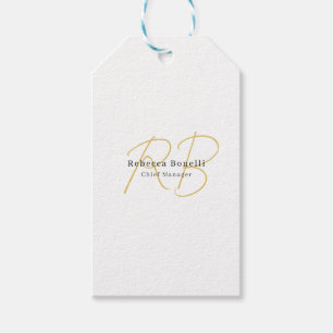 Minimalist Exclusive Modern Gold Color Monogram Gift Tags