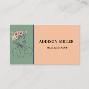 Minimalist Face Beauty hair & makeup &QR code  Business Card