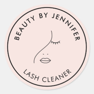 Minimalist Face Beauty Logo Makeup Artist Pink Classic Round Sticker