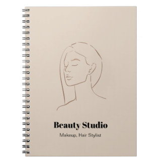 Minimalist Face Logo Hair Beauty Makeup Neutral Notebook