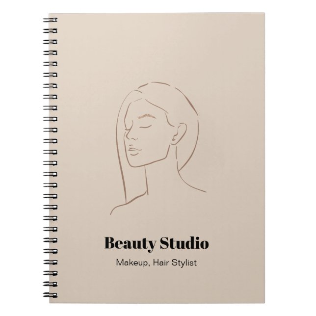 Minimalist Face Logo Hair Beauty Makeup Neutral Notebook (Front)