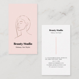Minimalist Face Logo Hair Beauty Makeup Pink Business Card