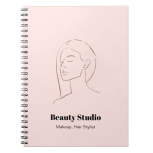 Minimalist Face Logo Hair Beauty Makeup Pink Notebook