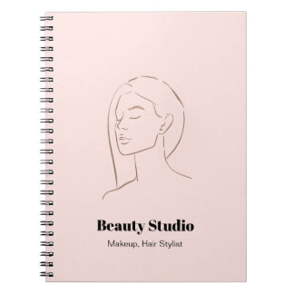 Minimalist Face Logo Hair Beauty Makeup Pink Notebook
