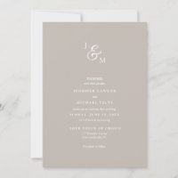 Minimalist Fair Neutral Monogram Wedding