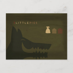 Minimalist Fairy Tales  The 3 Little Pigs Postcard
