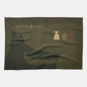 Minimalist Fairy Tales The 3 Little Pigs Tea Towel