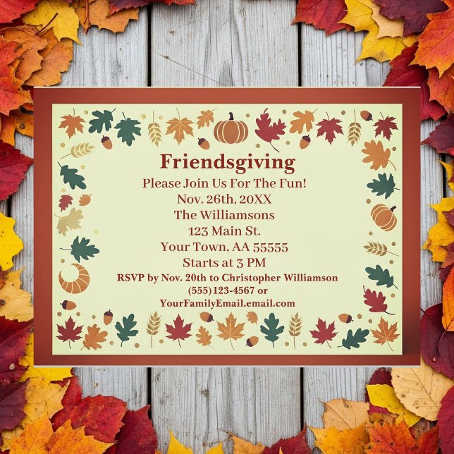 Minimalist Fall Friendsgiving Custom Card (Creator Uploaded)
