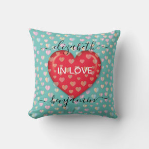 Minimalist Fall in Love Heart with heart speckles Cushion