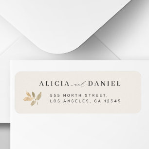 Minimalist fall leaf ivory wedding return address label