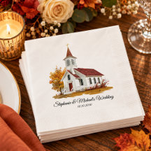 Minimalist Fall Leaves Church Wedding