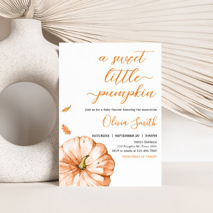 Minimalist Fall Little Pumpkin Baby Shower Invitation