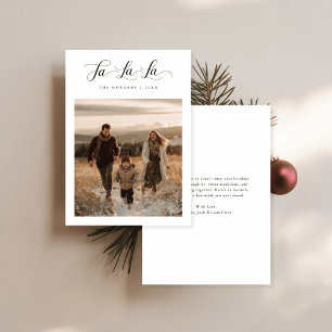 Minimalist Family Christmas Photo Fa La La Script Holiday Card