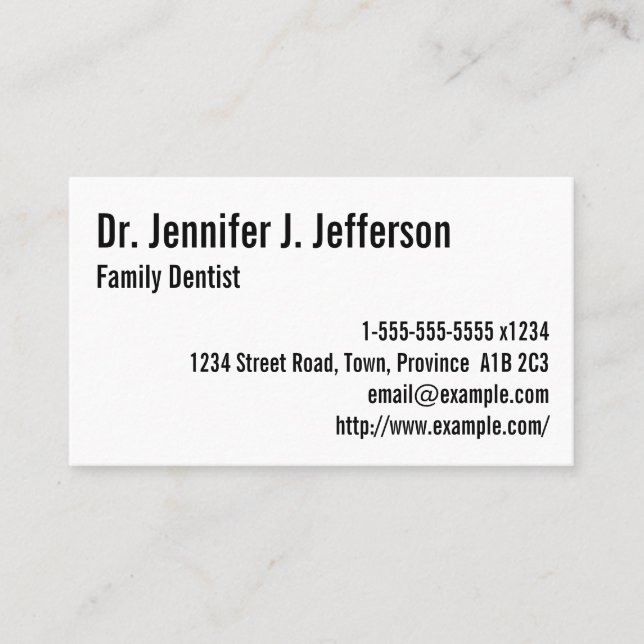 Minimalist Family Dentist Business Card (Front)