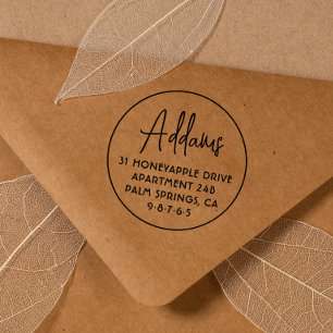 Minimalist Family Name Bold Round Return Address Self-inking Stamp