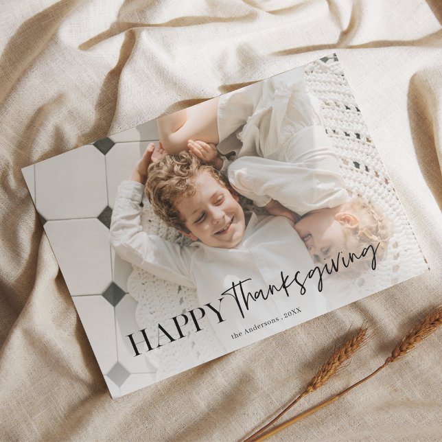 Minimalist Family Photo Thanksgiving Postcard (Creator Uploaded)