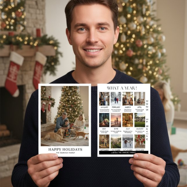 Minimalist Family Photo Year In Review Christmas Card (Creator Uploaded)