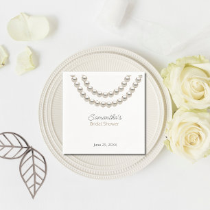 Minimalist fancy Pearl necklace Bridal Shower Napkin
