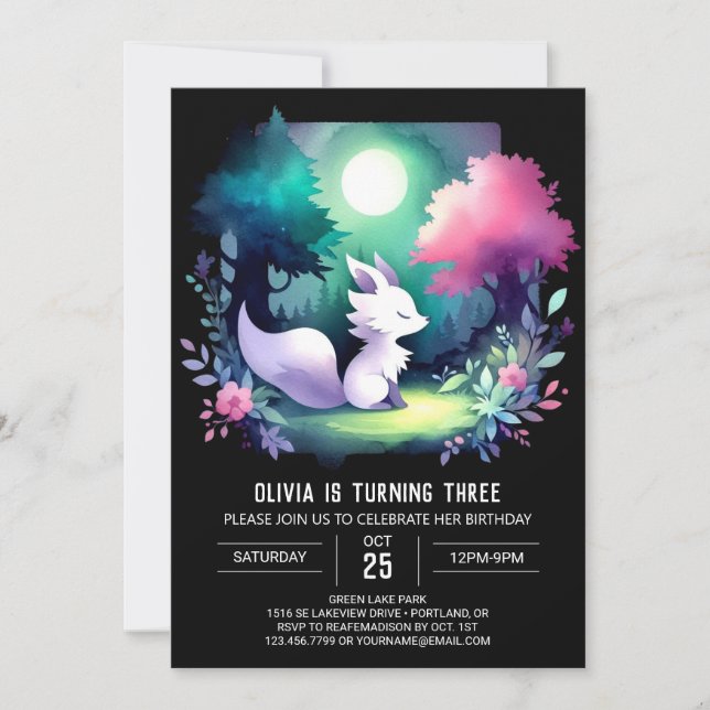 Minimalist Fantasy Wolf Birthday  Invitation (Front)