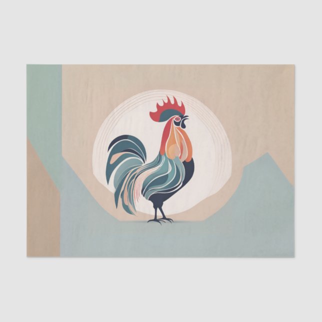 Minimalist Farmhouse Rooster Decoupage Tissue Paper (Front)