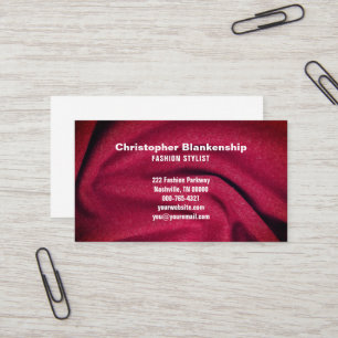 Minimalist Fashion Designer Burgundy Fabric Business Card