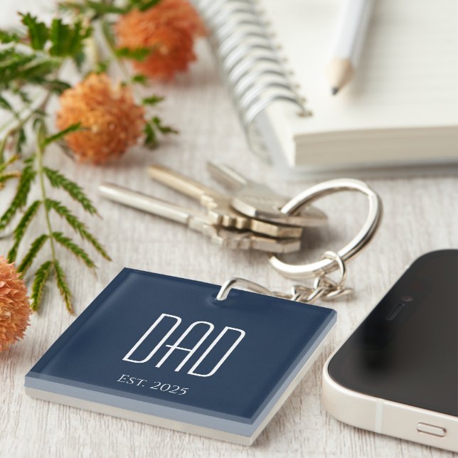 Minimalist Father's Day New Dad Simple Keychain (Front Right)