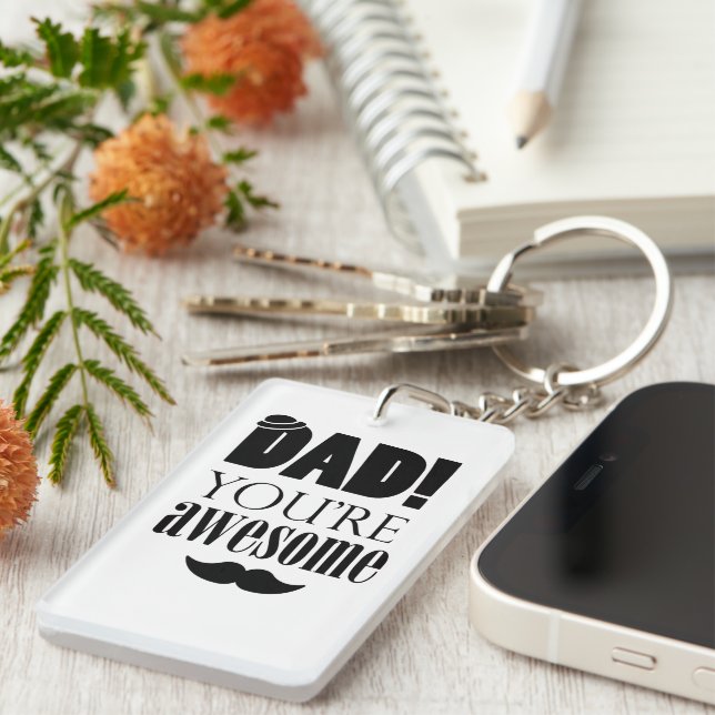 Minimalist Father's Day Typography Graphic! Key Ring (Front Right)