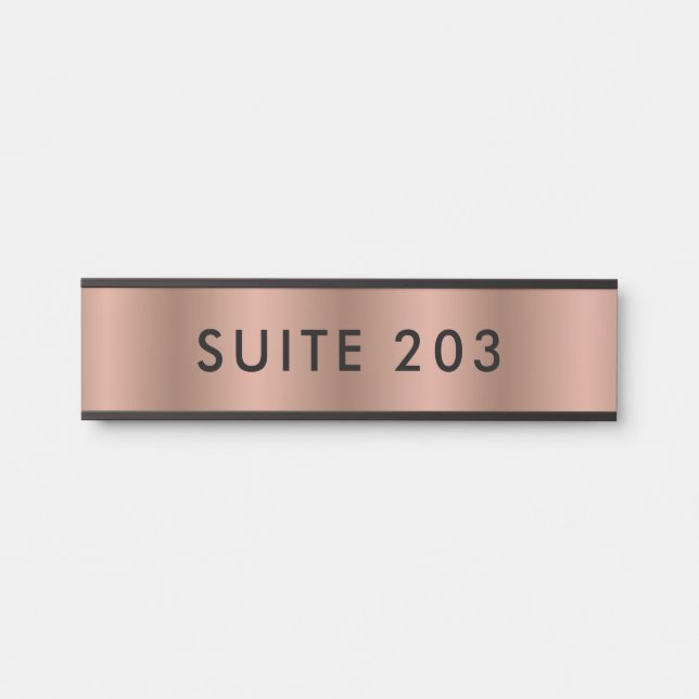 Minimalist Faux Copper Black Suite Number Door Sign (Front)