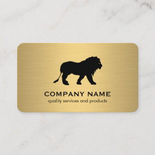 Minimalist Faux Gold Metallic / Lion Icon Business Card