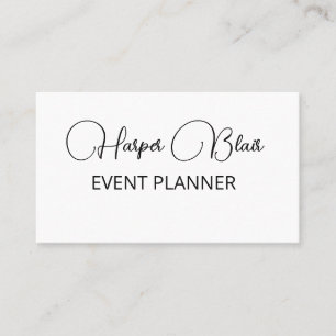 Minimalist Faux Gold Script Event Planner QR Code Business Card