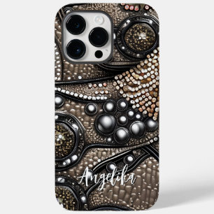 Minimalist Faux Leather Abstract Pattern Custom Case-Mate iPhone 14 Pro Max Case