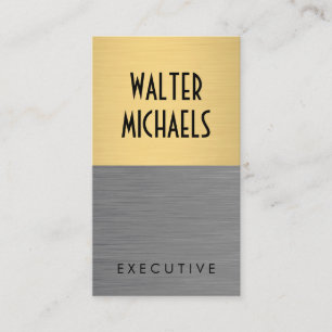 Minimalist Faux Metallic Gold Brushed Colour Block Business Card