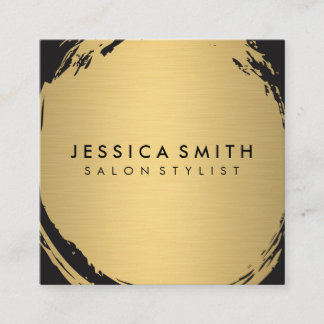 Minimalist Faux Metallic Gold Brushed Square Business Card