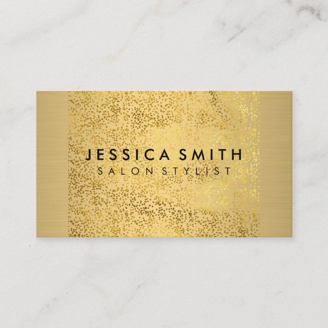 Minimalist Faux Metallic Gold Flakes Pattern Business Card (Front)
