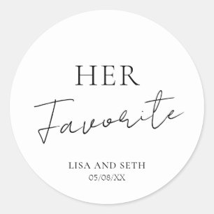Minimalist Favourite Classic Wedding Round Sticker