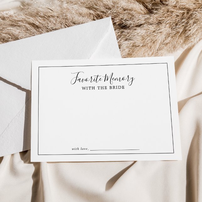 Minimalist Favourite Memory With The Bride Game Advice Card (Minimalist Favorite Memory With The Bride Game Advice Card)