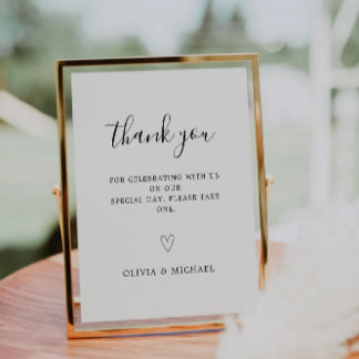 Minimalist Favours Sign, Modern Wedding, Pedestal Sign