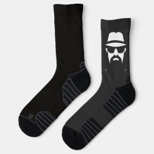 Minimalist Fedora Black & White: Lines of intrigue Socks