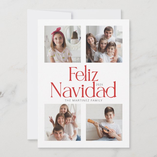 Minimalist Feliz Navidad Red Card (Front)