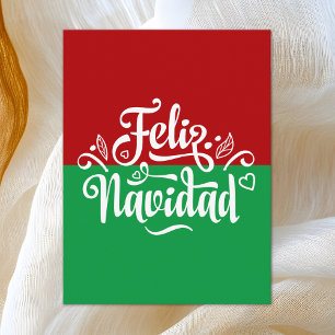 Minimalist Feliz Navidad Spanish Merry Christmas Postcard