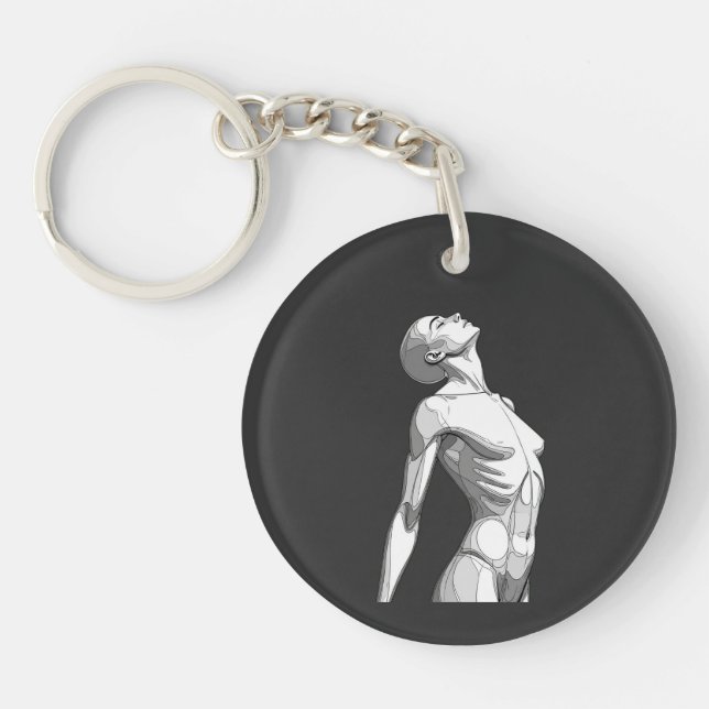 Minimalist Female Android Aesthetic Art - Bold Fut Key Ring (Front)