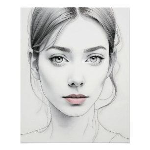 Minimalist female face poster