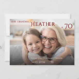 Minimalist Female Family Photo 70th Birthday Invitation