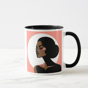 Minimalist feminine portrait with refined style. mug