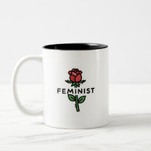Minimalist Feminist Rose Two-Tone Coffee Mug