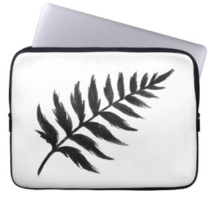 Minimalist Fern – Ink Brush Botanical Design on Laptop Sleeve
